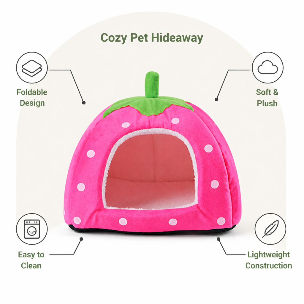 Petmarlow Foldable Plush Pet Tent (Strawberry Shape) – view 8