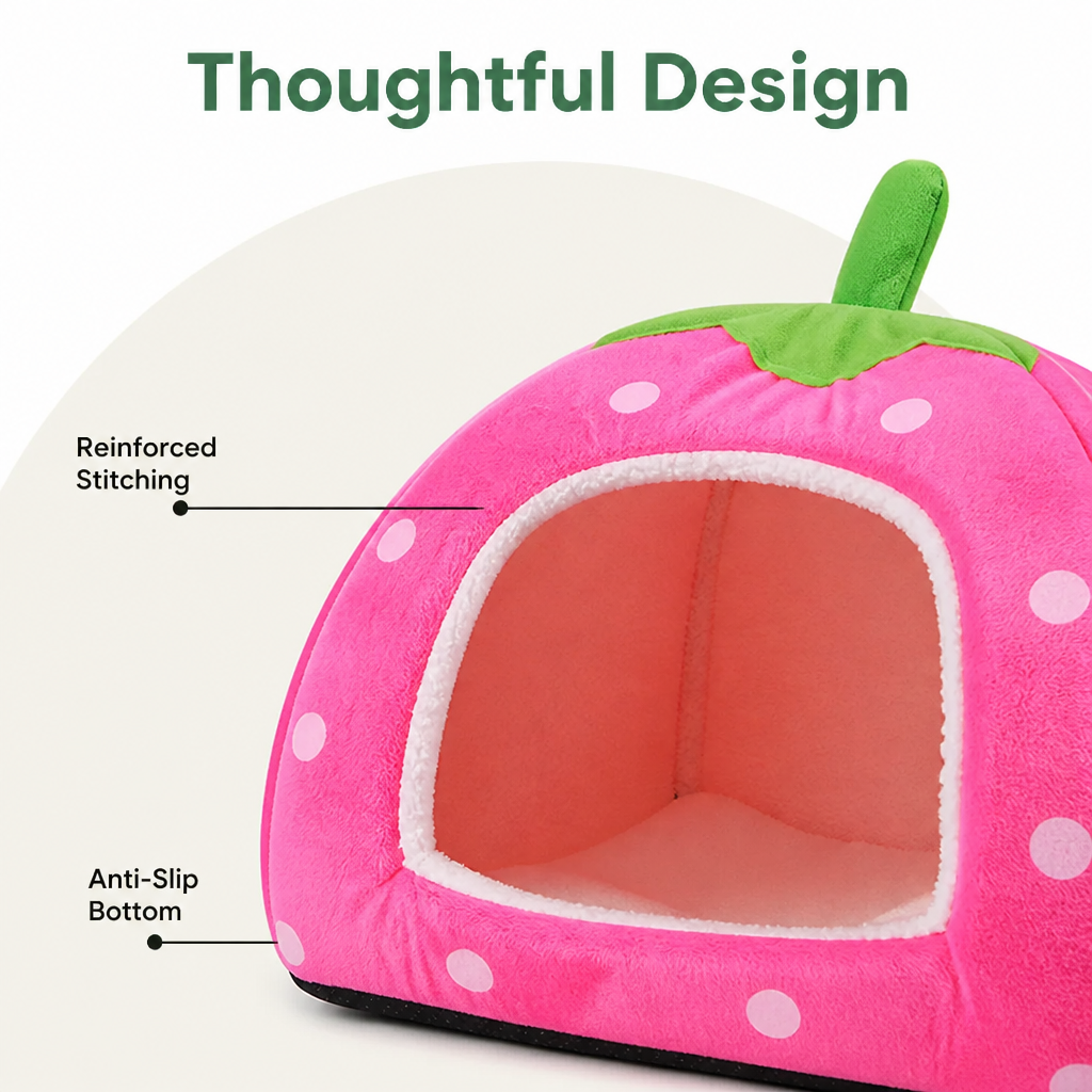 Petmarlow Foldable Plush Pet Tent (Strawberry Shape) – view 10