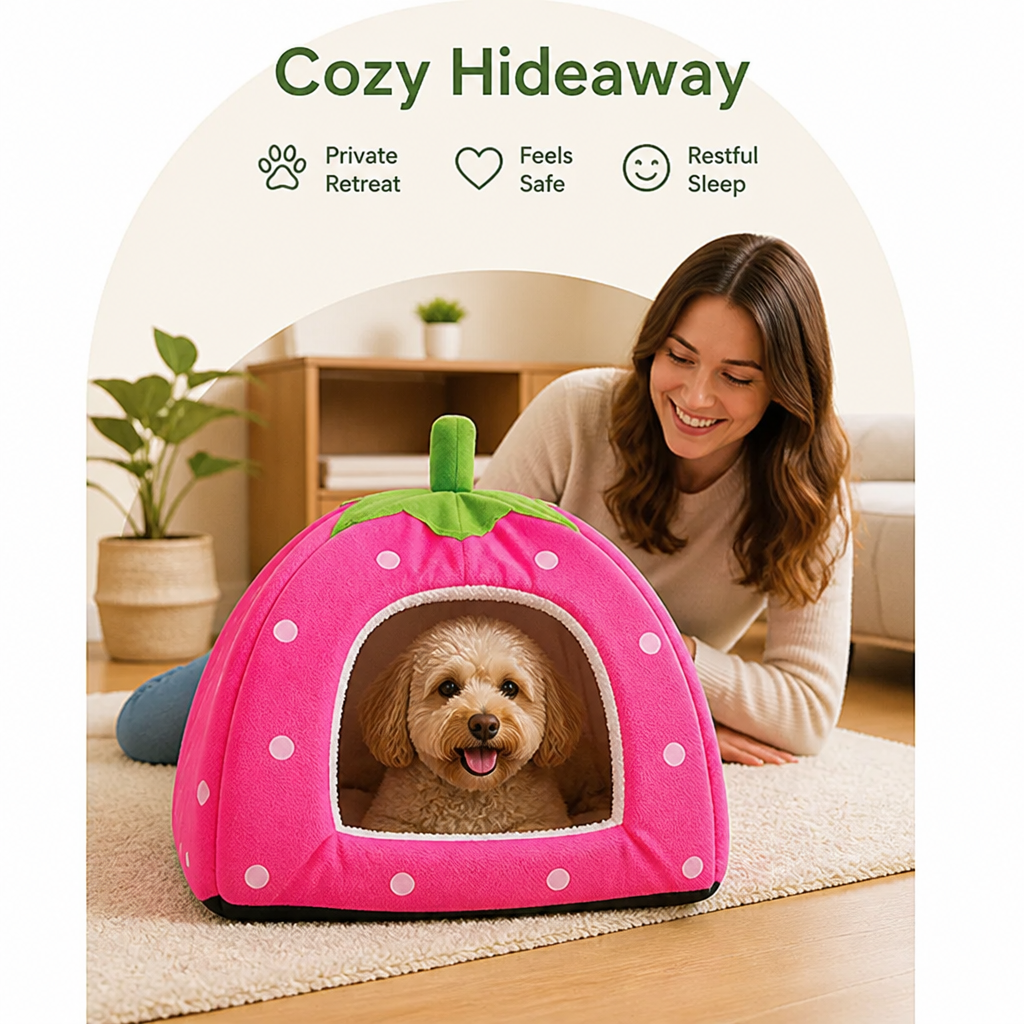 Petmarlow Foldable Plush Pet Tent (Strawberry Shape) – view 11