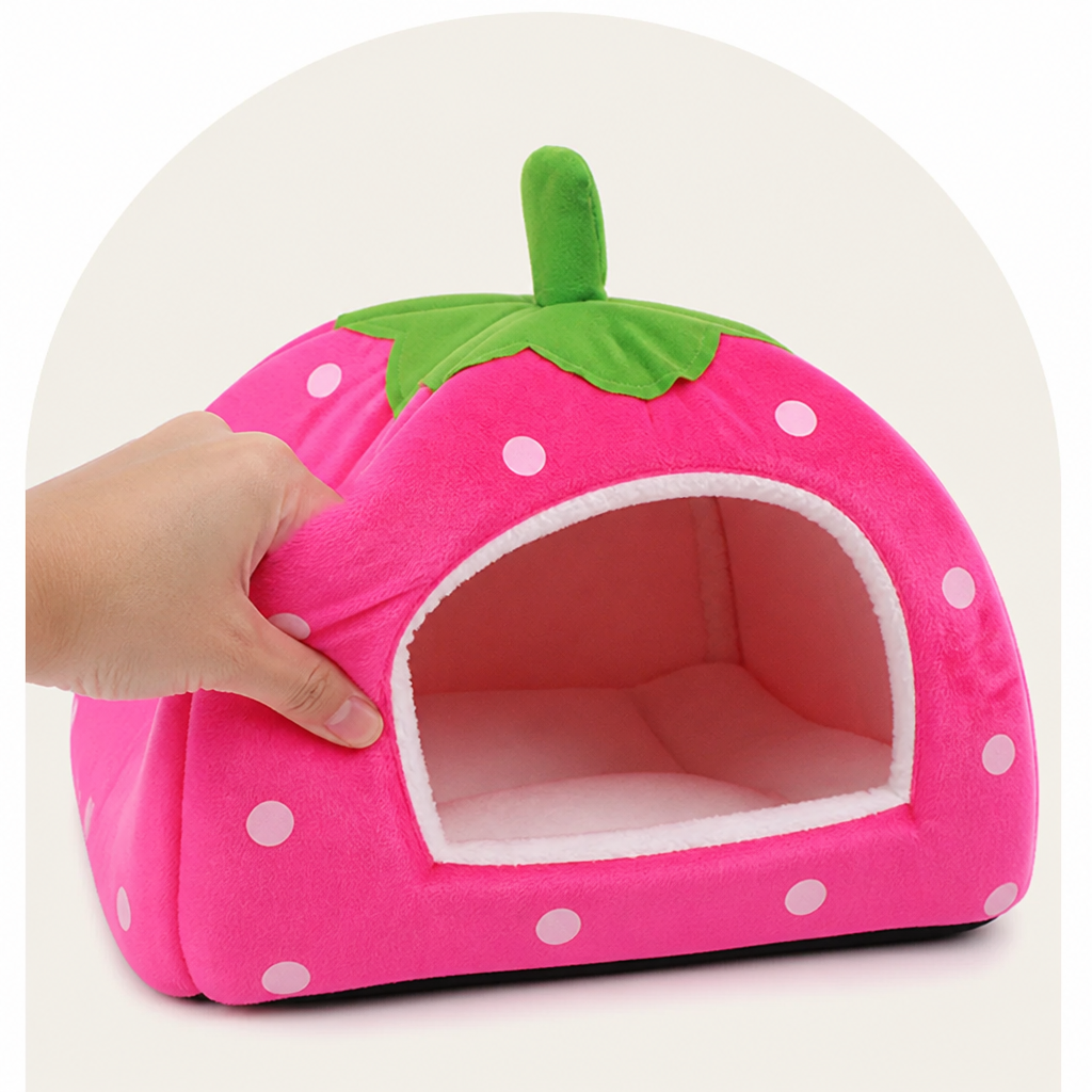 Petmarlow Foldable Plush Pet Tent (Strawberry Shape) – view 12