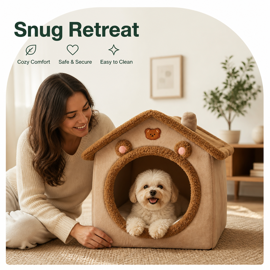 Petmarlow Foldable Plush Velvet & Washable Pet House (Removable Cushion) – view 7