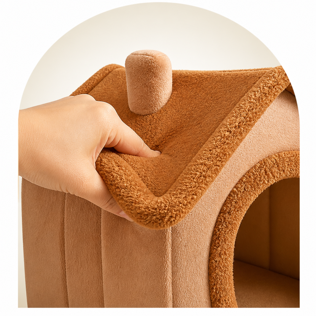 Petmarlow Foldable Plush Velvet & Washable Pet House (Removable Cushion) – view 8