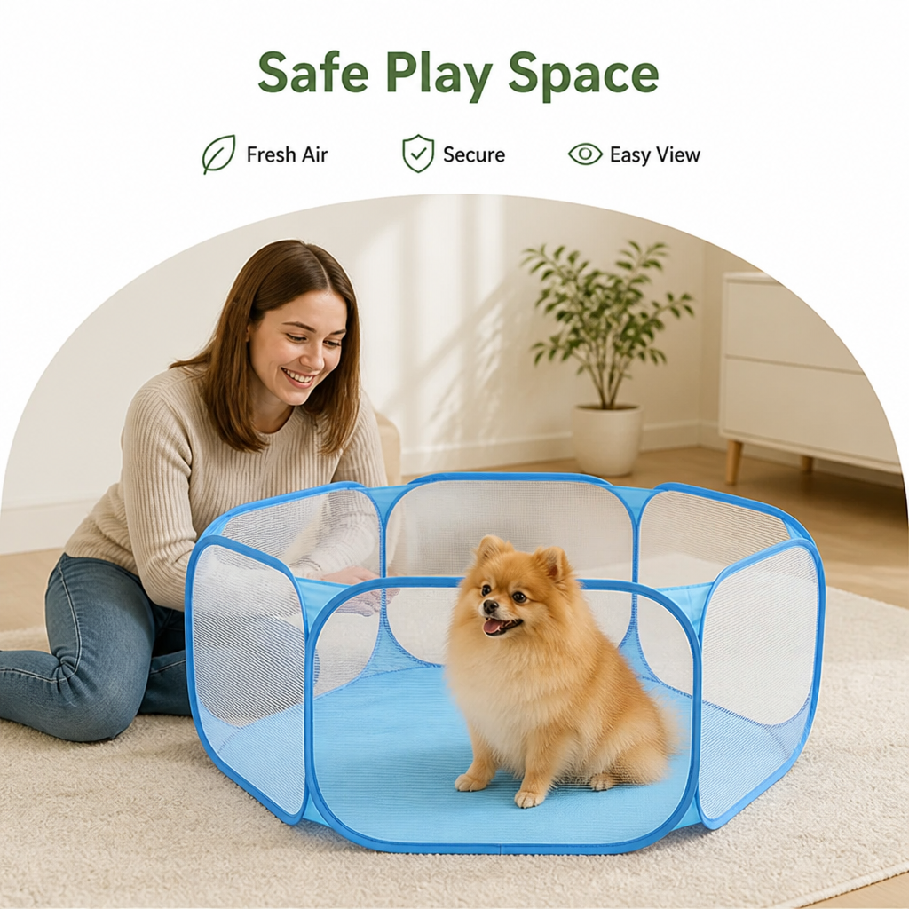 Petmarlow Foldable Pop-Up & Breathable Mesh Pet Playpen – view 7