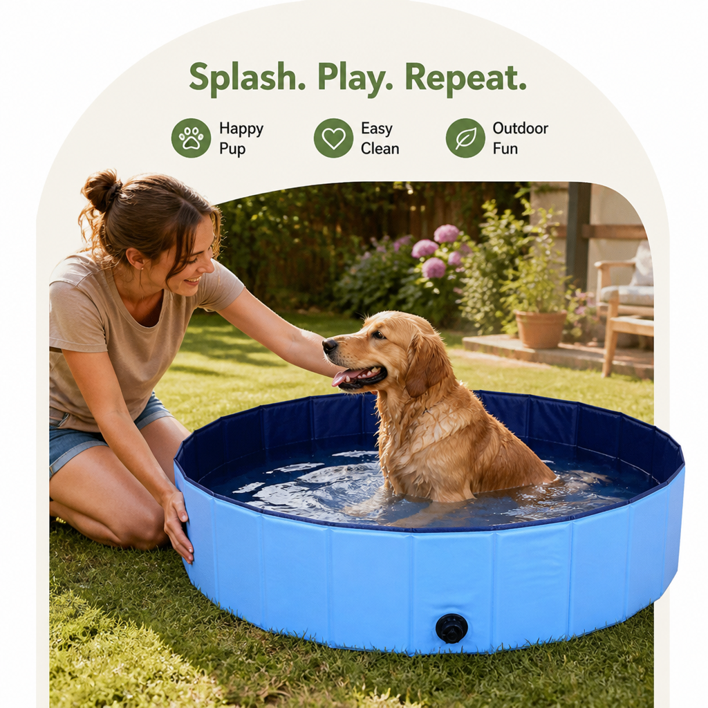 DogBedHouse Foldable Portable Dog Pool (Drain Valve) – view 7