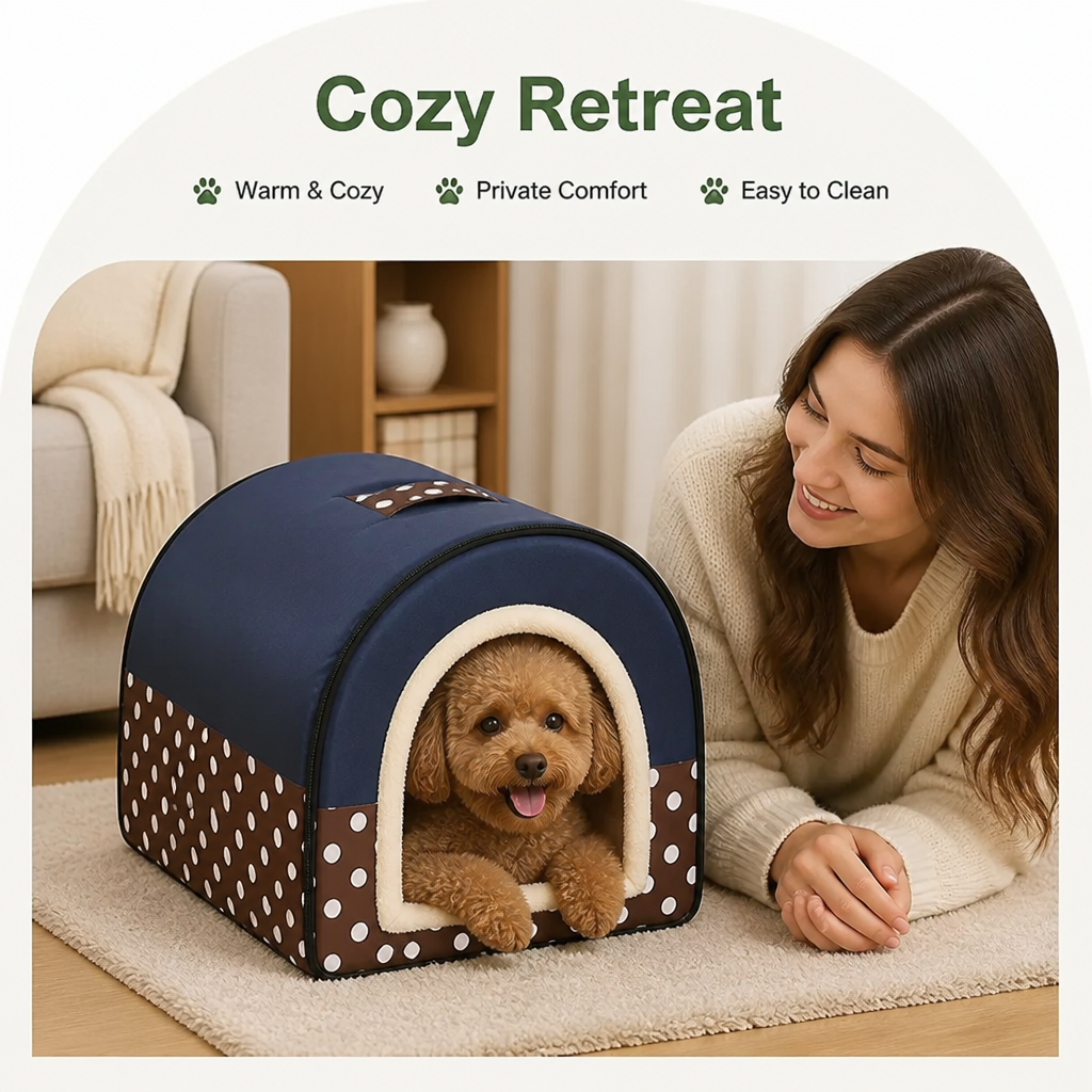 Petmarlow Foldable & Washable Enclosed Plush Dog Bed (Removable Cushion) – view 8