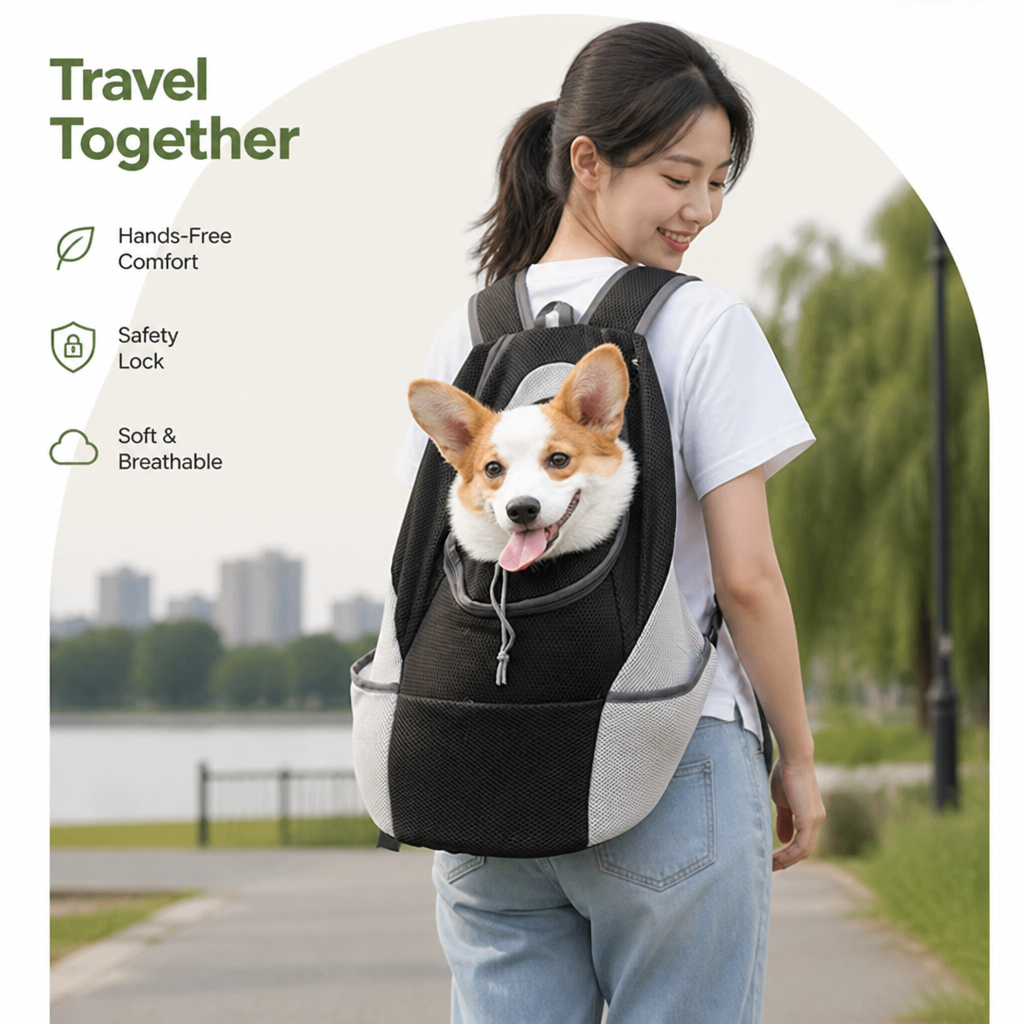 Petmarlow Hands-Free & Safety Lock Oxford Mesh Dog Carrier Backpack (Machine-Washable) – view 15