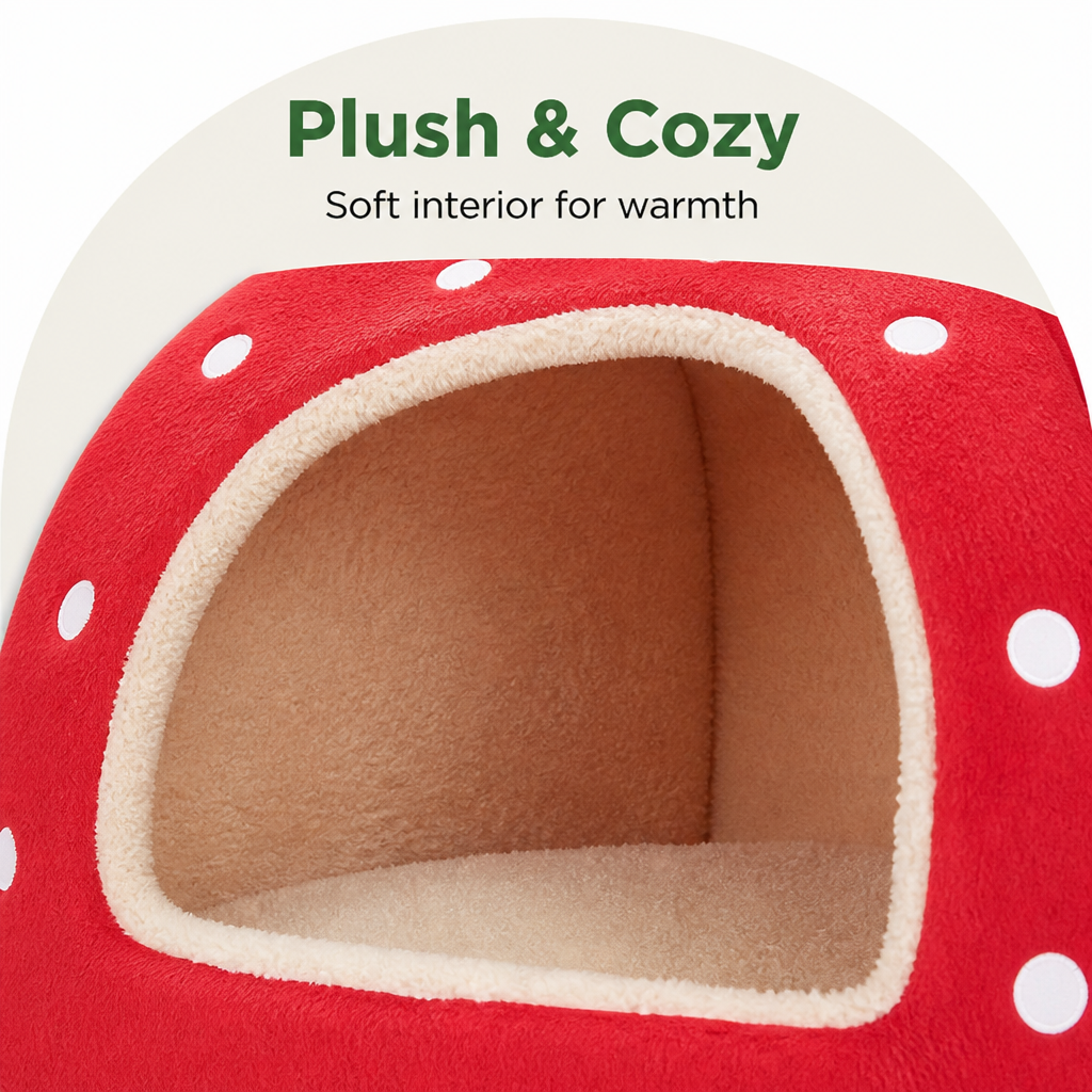Petmarlow Hooded Plush Pet Cave Bed (Removable Cushion) – view 7