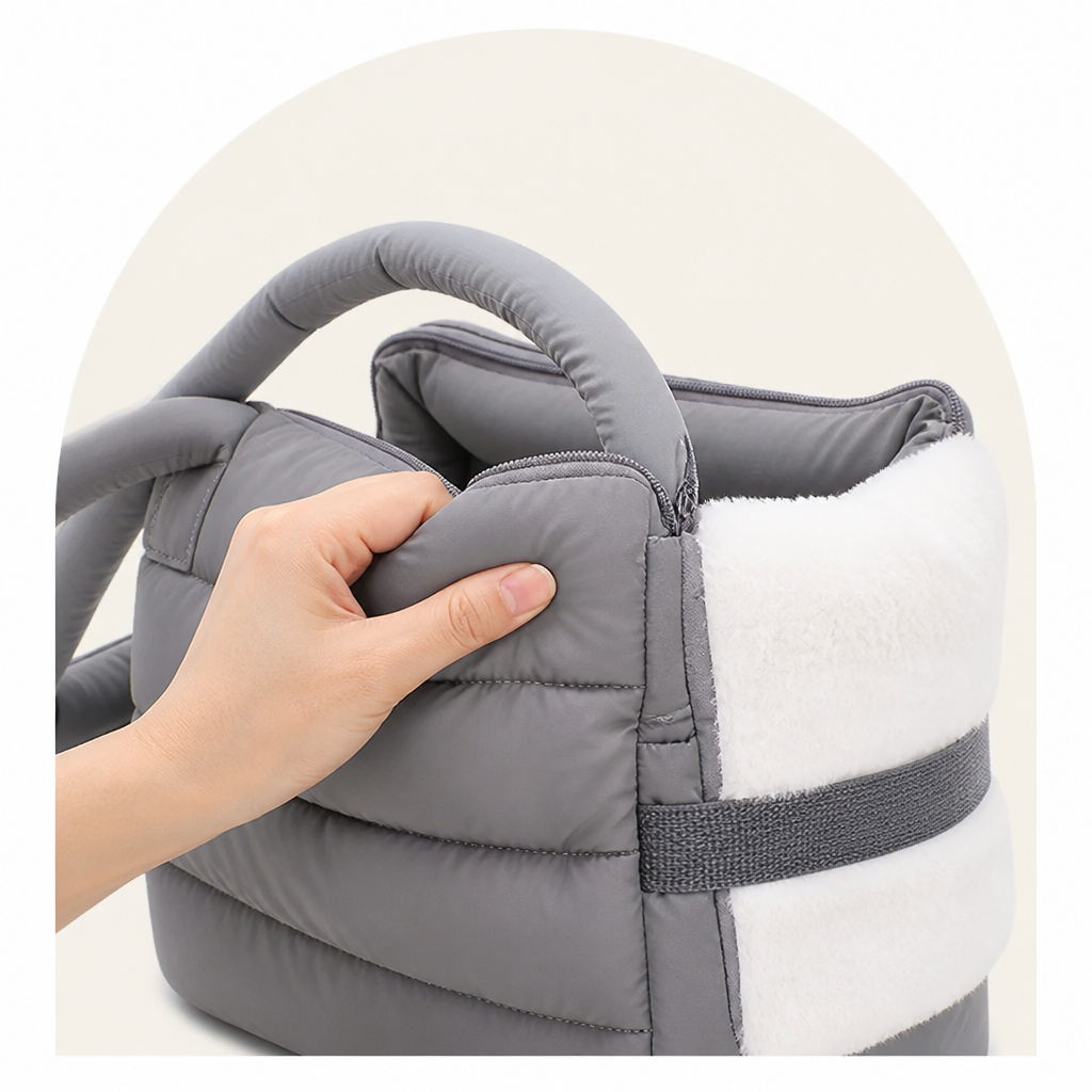 Petmarlow Insulated Faux-Fur & Windproof Nylon Pet Carrier (Includes Two Mats) – view 7