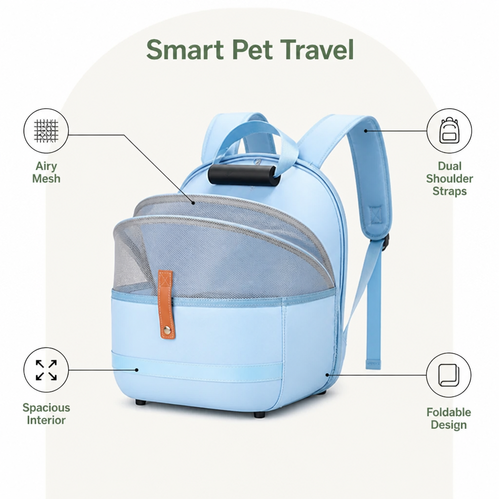 Petmarlow Large Breathable Foldable Travel Backpack (Dual Shoulder Straps) – view 7