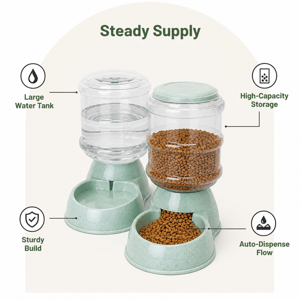 Petmarlow Large Capacity Automatic Food & Water Feeder (Removable Bowls) – view 10