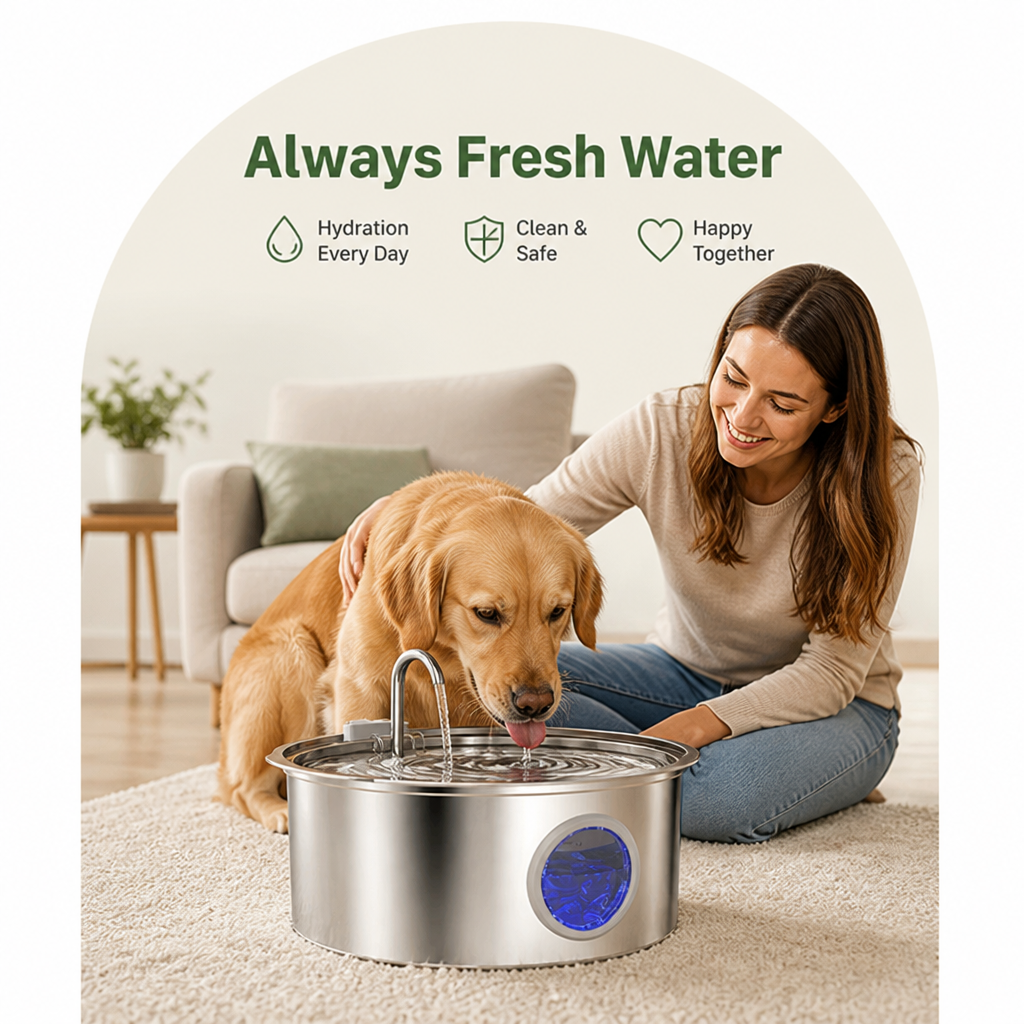 Petmarlow Large-Capacity Filtered Pet Water Fountain (Water-Level Window) – view 13
