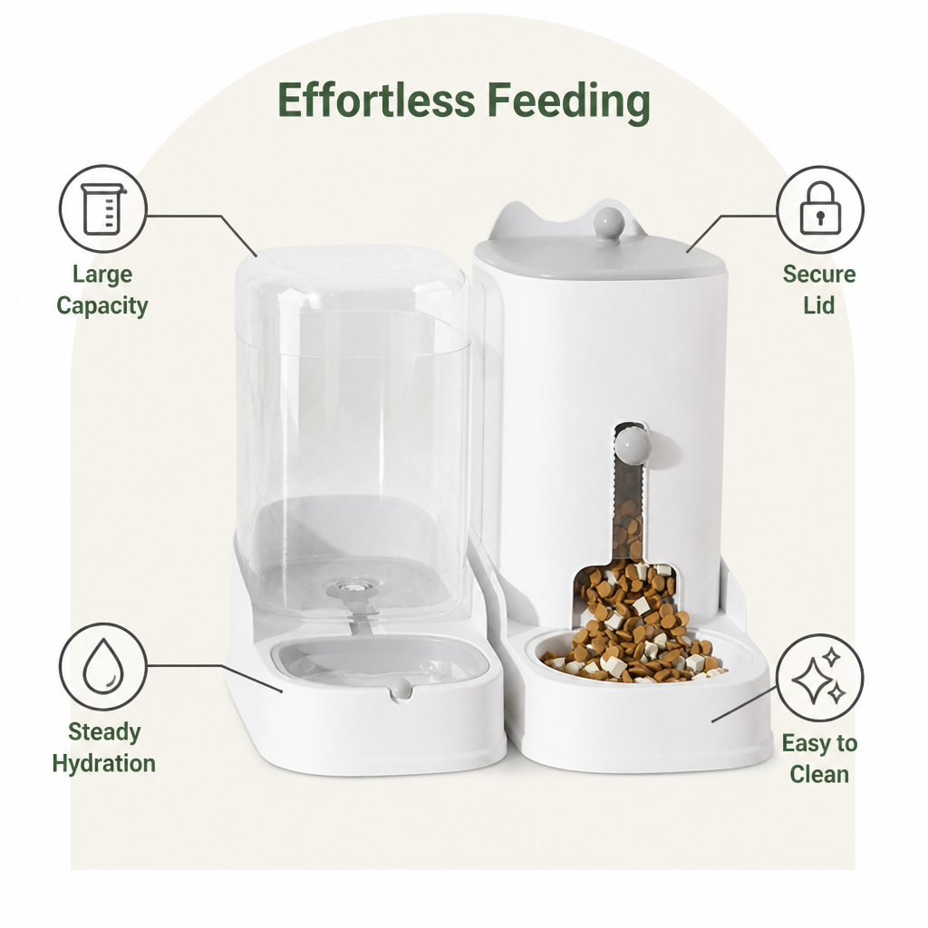 Petmarlow Large Capacity Gravity-Fed Ceramic Pet Feeder & Water Dispenser – view 8