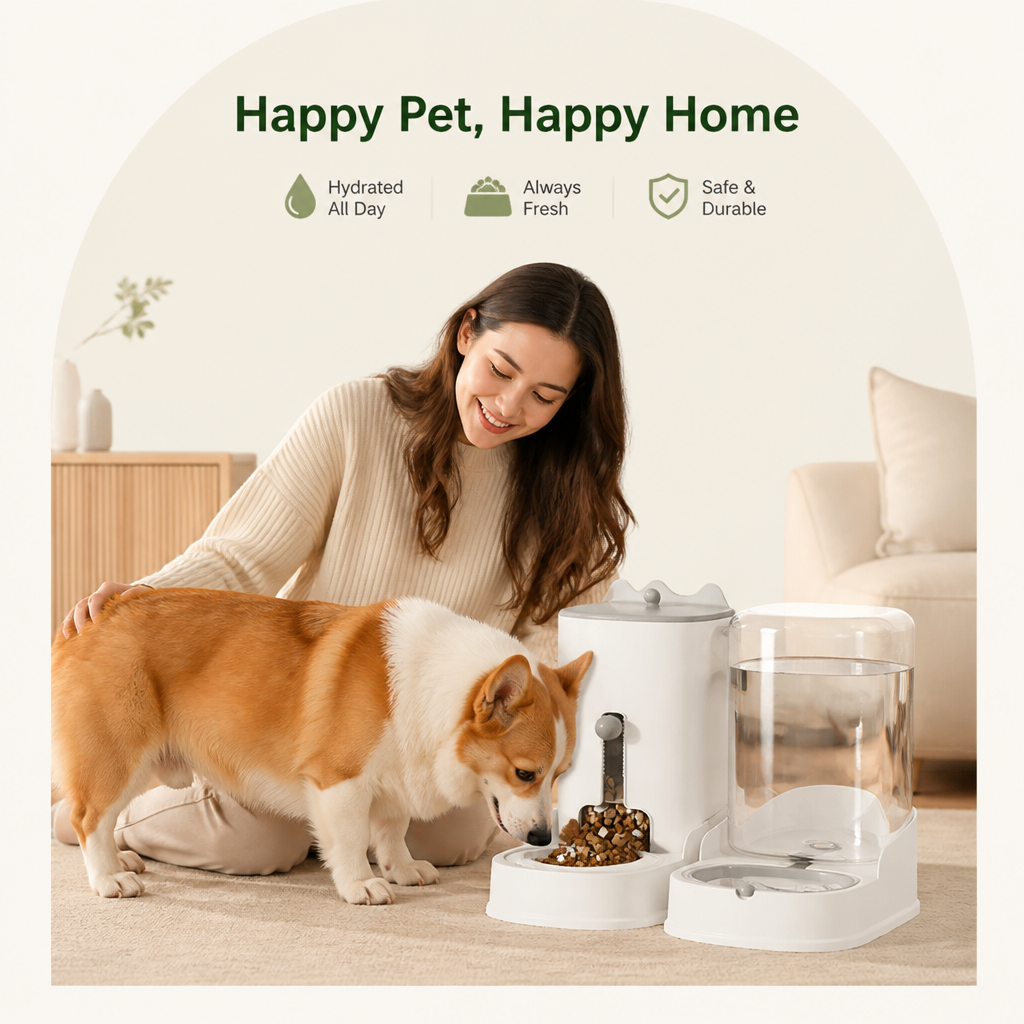 Petmarlow Large Capacity Gravity-Fed Ceramic Pet Feeder & Water Dispenser – view 11