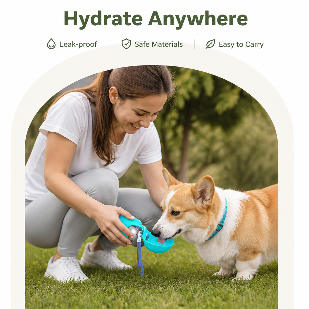 Petmarlow Leak-Proof Stainless Steel Dog Water Bottle (Removable Bowl) – view 7
