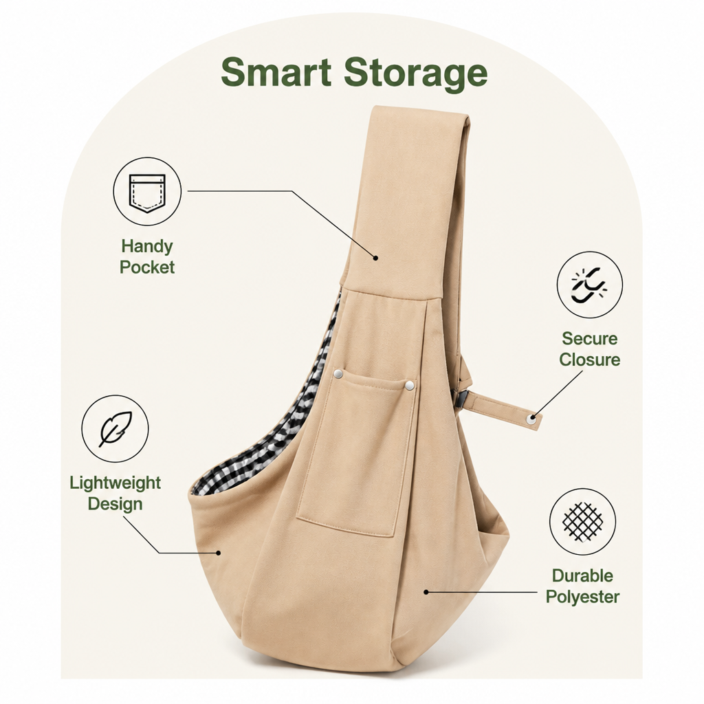 DogBedHouse Lightweight Polyester Single-Shoulder Sling Carrier (Phone Pocket) – view 12