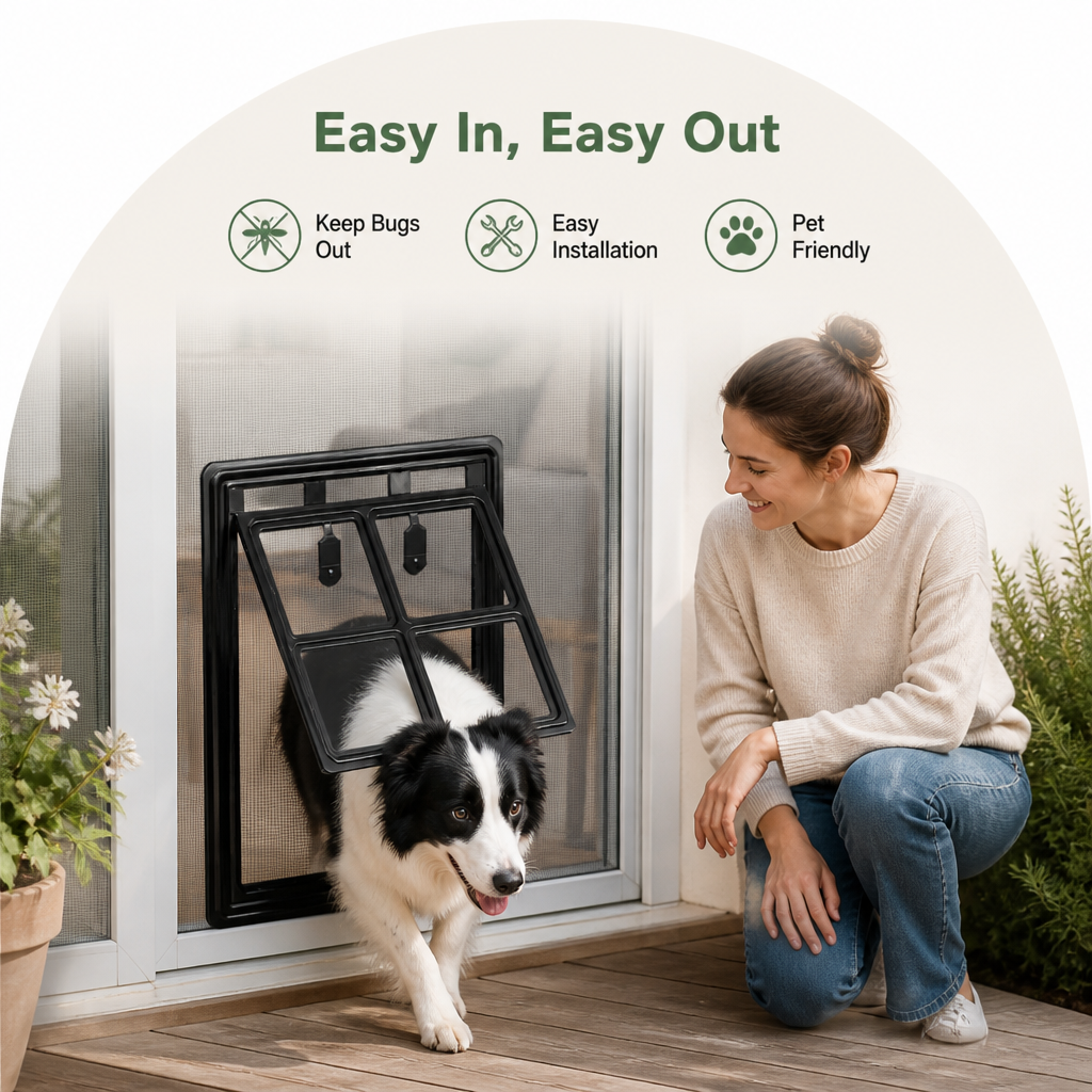 Petmarlow Lockable Two-Way Roller Pet Screen Door (Fits Most Screens) – view 7