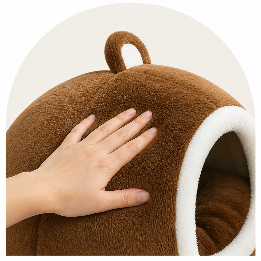 Petmarlow Long Plush Hooded Pet Cave Bed – view 7