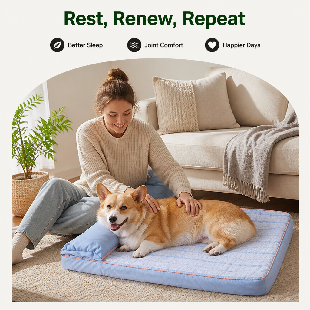 Petmarlow Orthopedic Memory Foam & Breathable Waterproof Bolster Bed (Removable Cover) – view 7