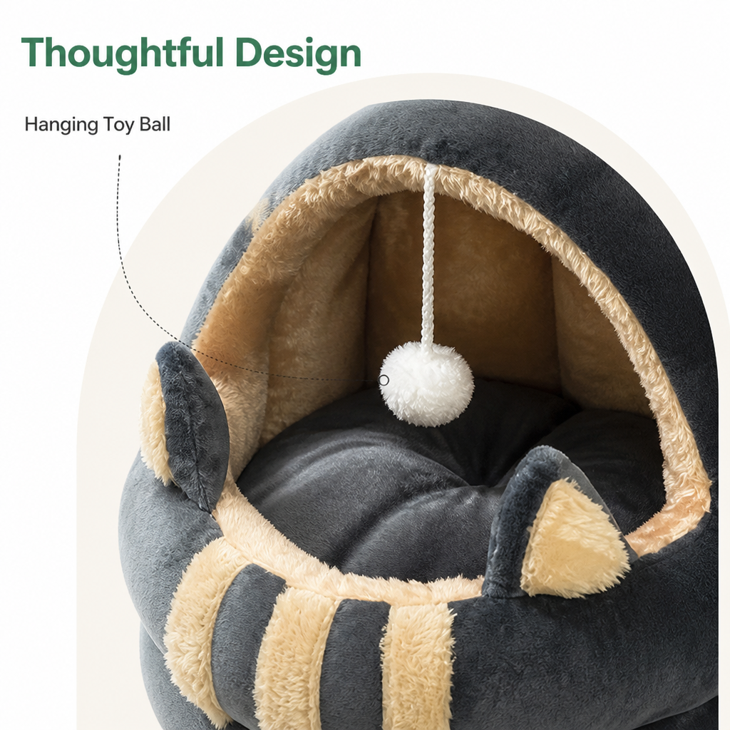 Petmarlow Plush Arctic Velvet & Insulated Cat Cave Bed – view 7
