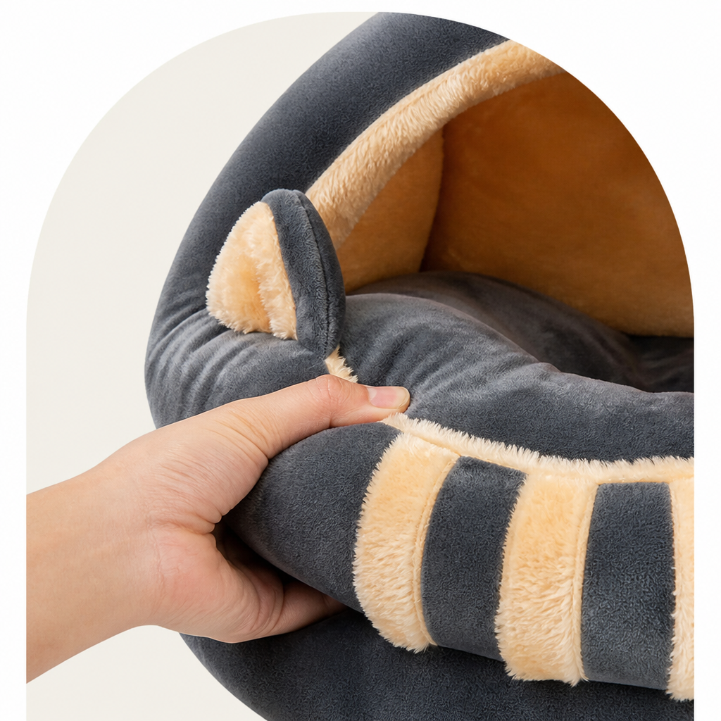 Petmarlow Plush Arctic Velvet & Insulated Cat Cave Bed – view 9