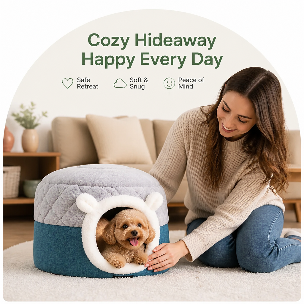 Petmarlow Plush Convertible Pop-Top Pet Bed (Removable Cushion) – view 7