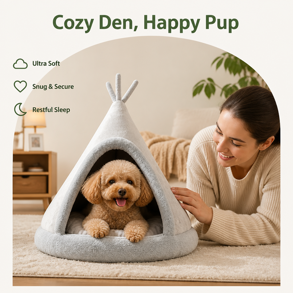Petmarlow Plush Coral Velvet & Cotton-Filled Pet Teepee – view 7