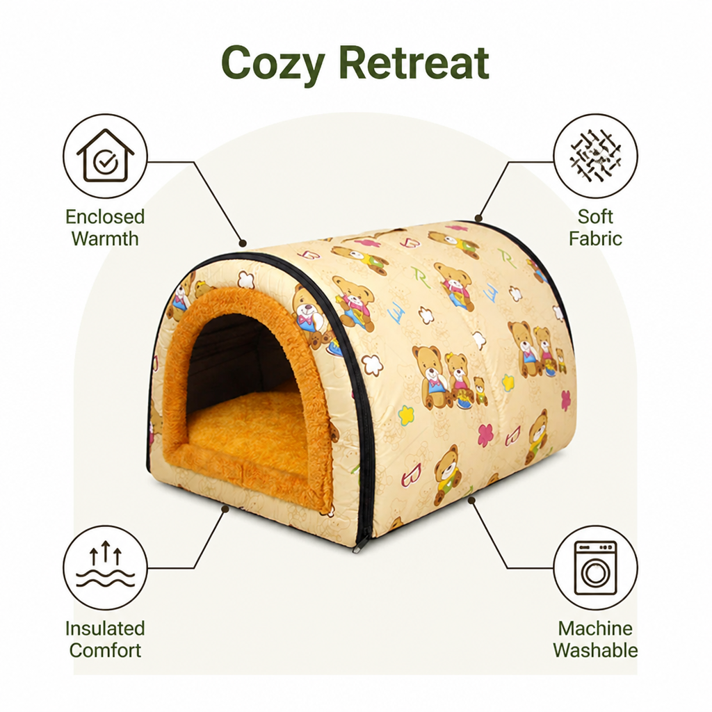 Petmarlow Plush Insulated Half-Closed Dog Bed (Machine Washable Cover) – view 13