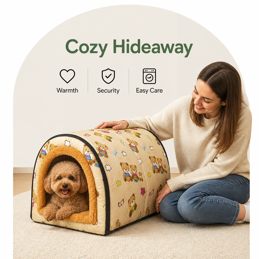Petmarlow Plush Insulated Half-Closed Dog Bed (Machine Washable Cover) – view 16
