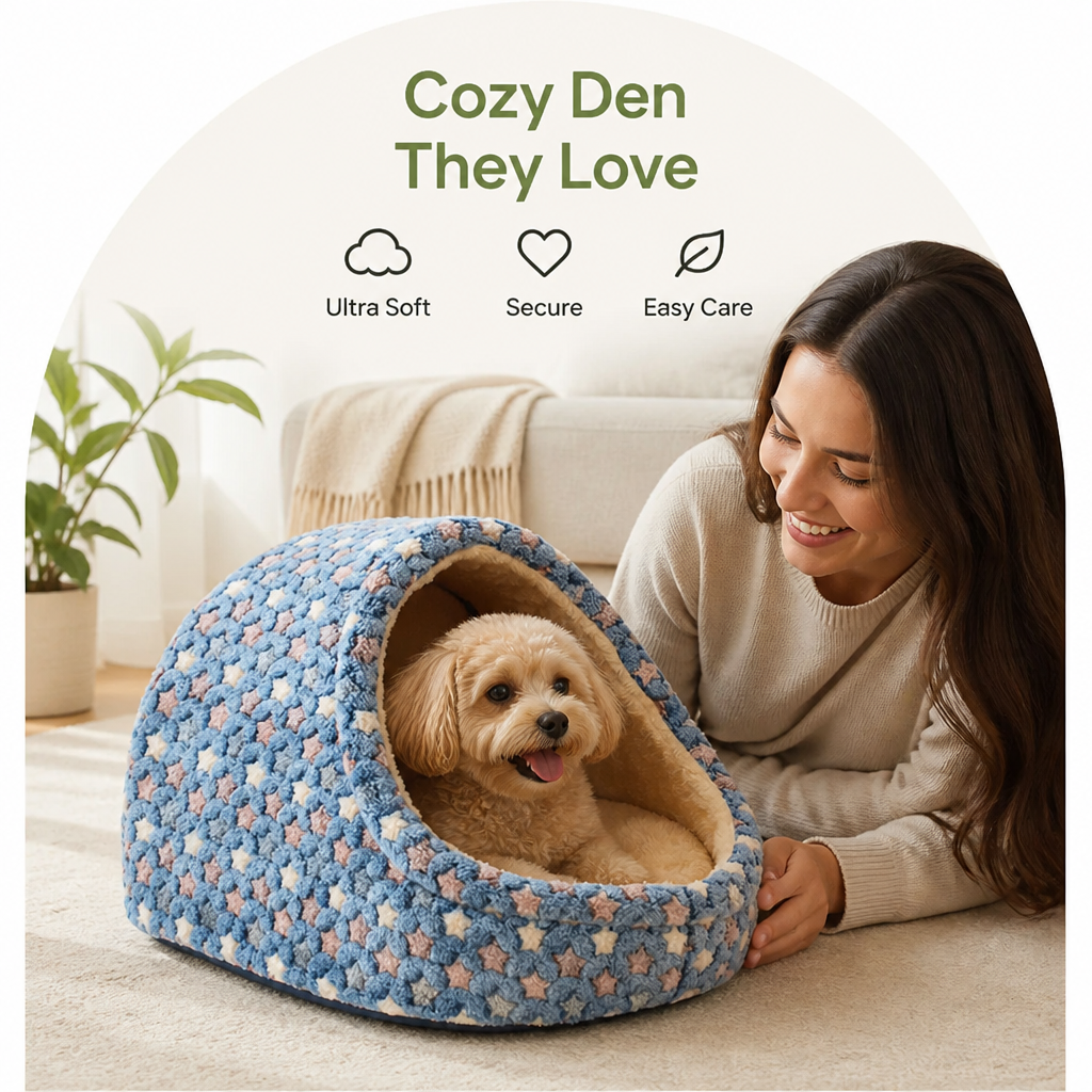 Petmarlow Plush Velvet Foldable Dog Bed (Removable Cover) – view 11