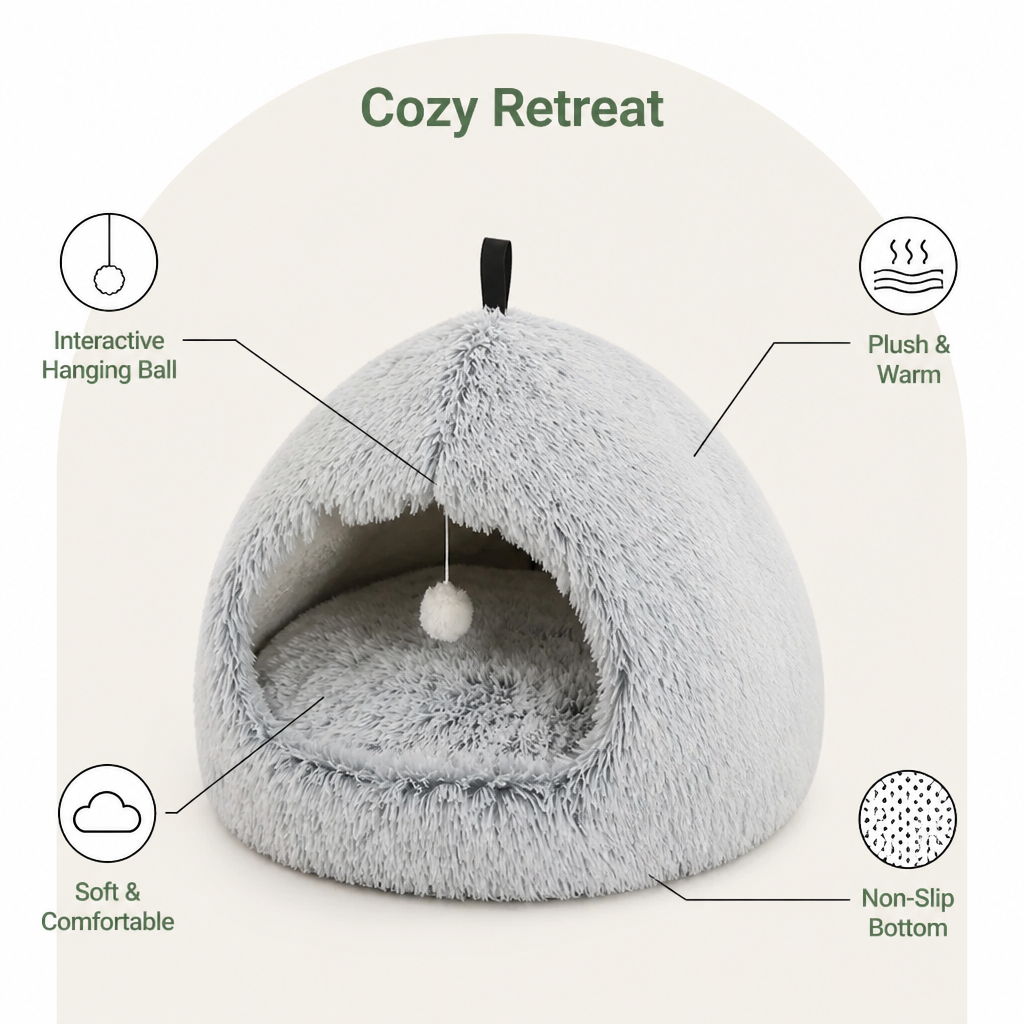 Petmarlow Plush Velvet & Non-Slip Pet Bed (Includes Hanging Balls) – view 13