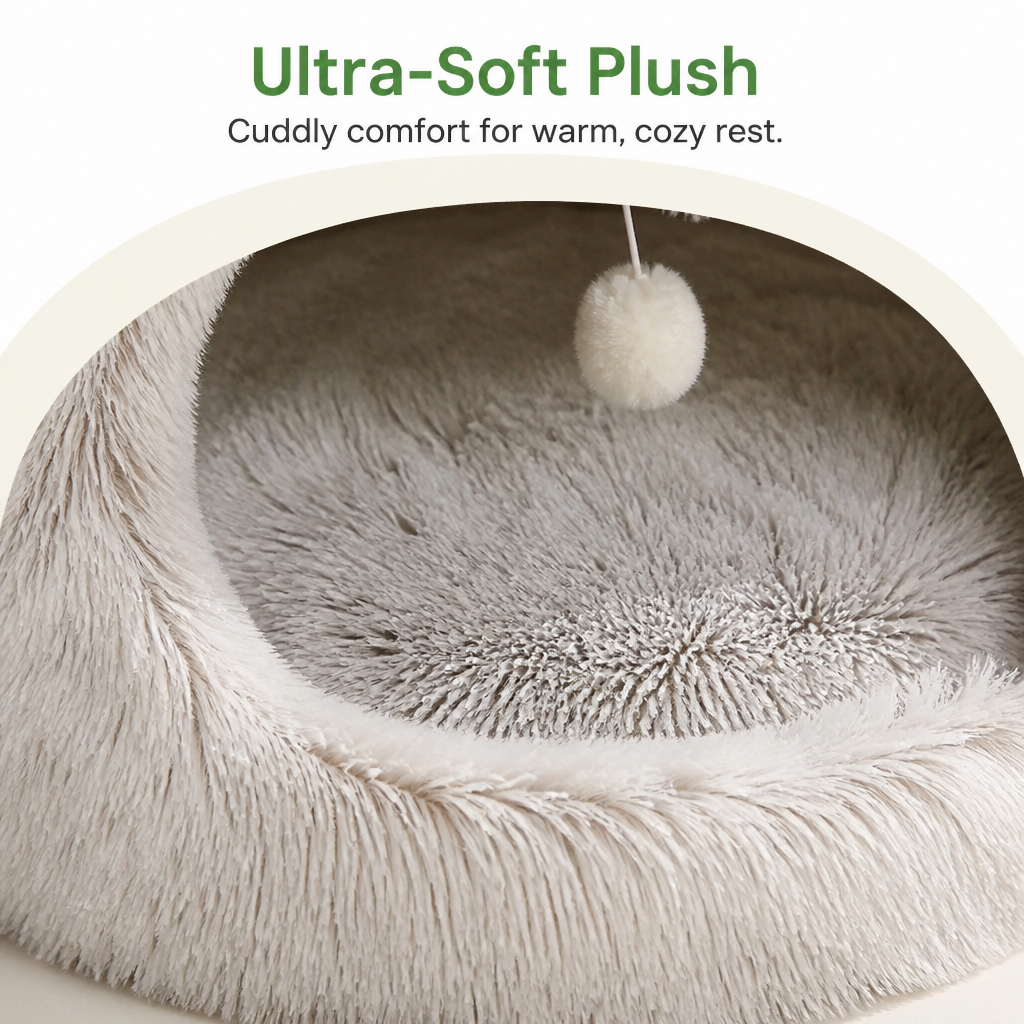 Petmarlow Plush Velvet & Non-Slip Pet Bed (Includes Hanging Balls) – view 14