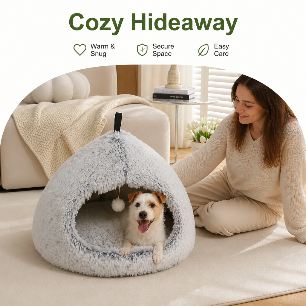 Petmarlow Plush Velvet & Non-Slip Pet Bed (Includes Hanging Balls) – view 16