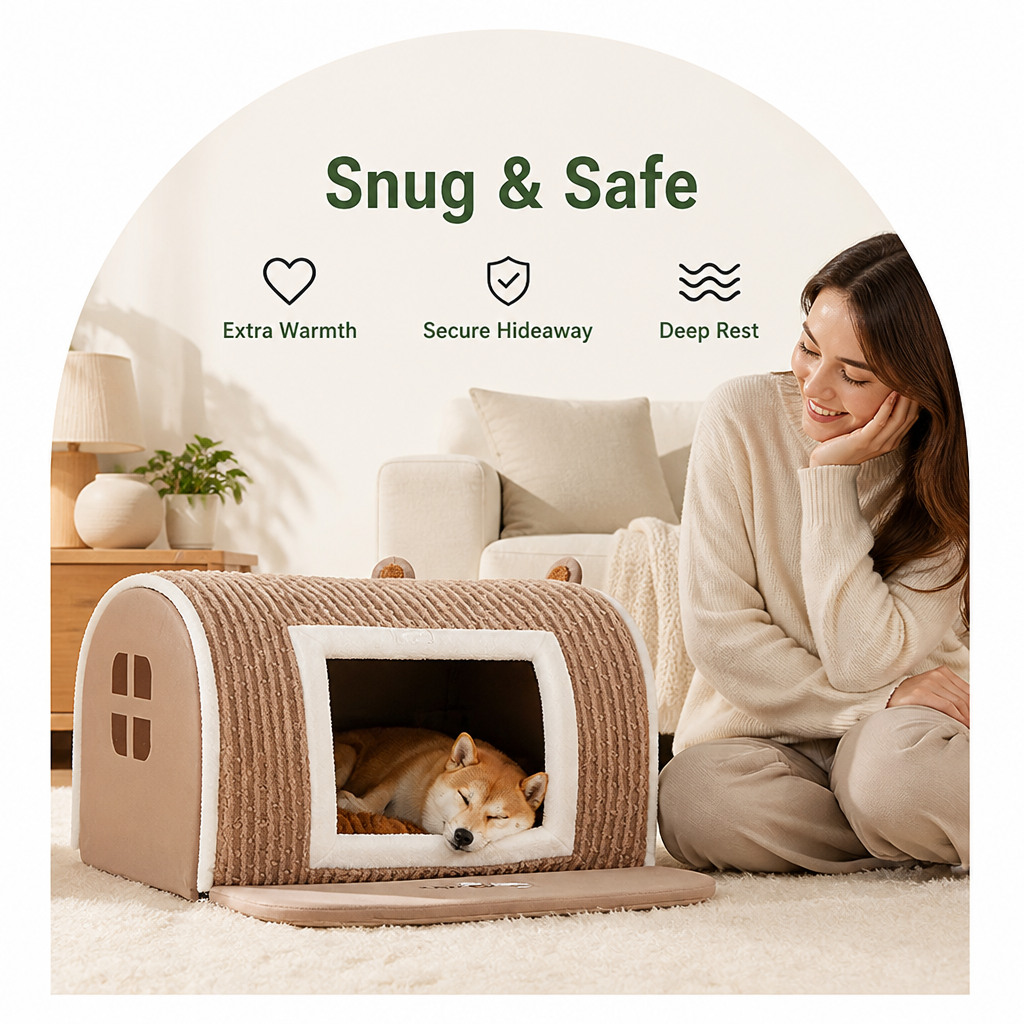 Petmarlow Plush Warm Cave Dog Bed (Removable Washable Pad) – view 7