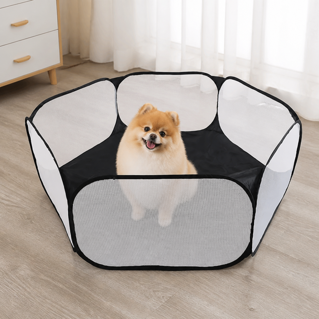 Petmarlow Pop-Up & Foldable Transparent Mesh Pet Playpen (Water-Absorbing Liner) – view 12
