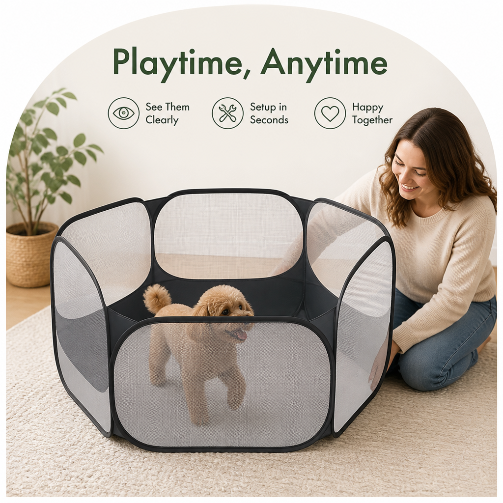 DogBedHouse Pop-Up Transparent Pet Playpen – view 11