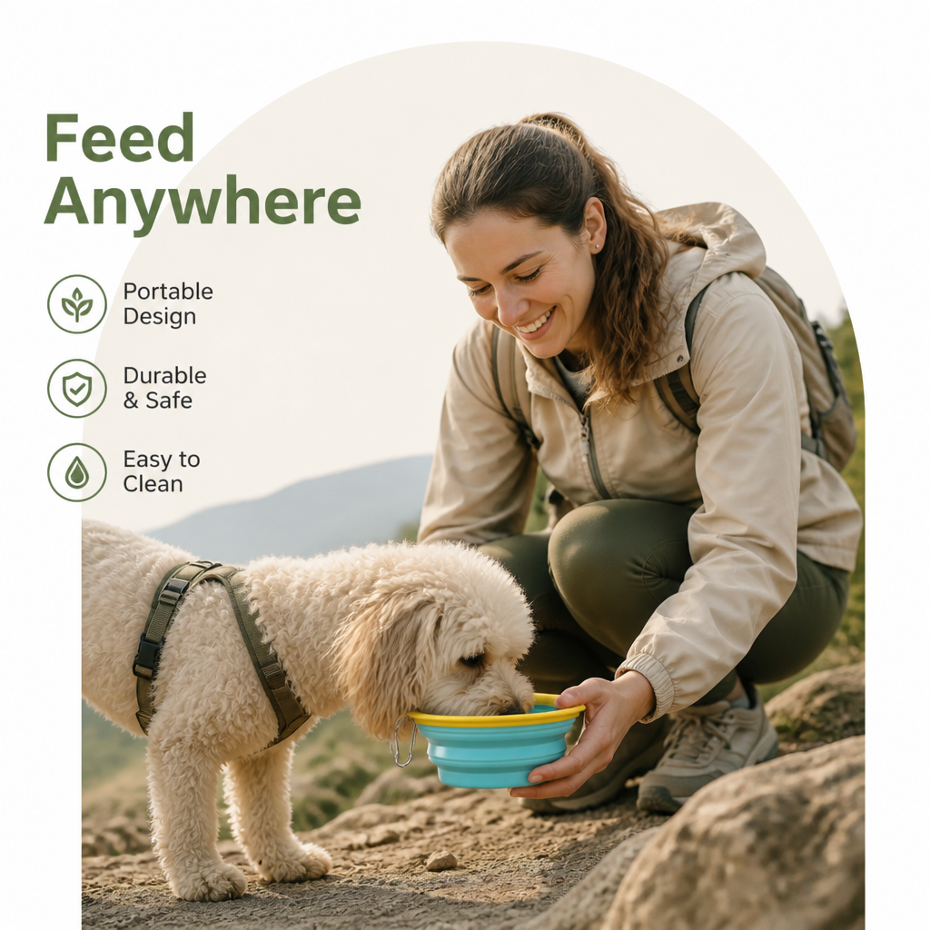 Petmarlow Portable Collapsible Silicone Pet Bowl (Leash Clip) – view 7