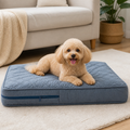 DogBedHouse Quilted Waterproof Washable Dog Bed Cover (Removable) – Slate Blue S
