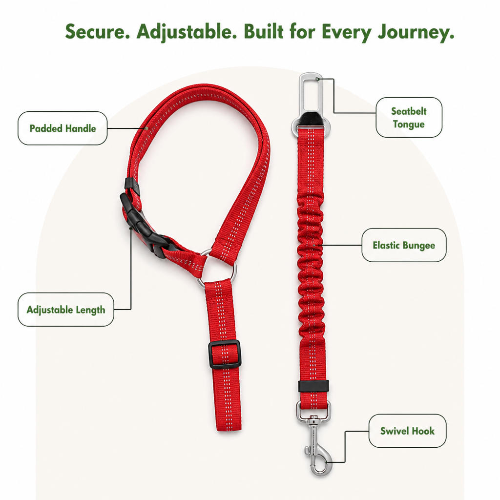 DogBedHouse Reflective & Adjustable Car Seat Leash (Quick-Release) – view 17