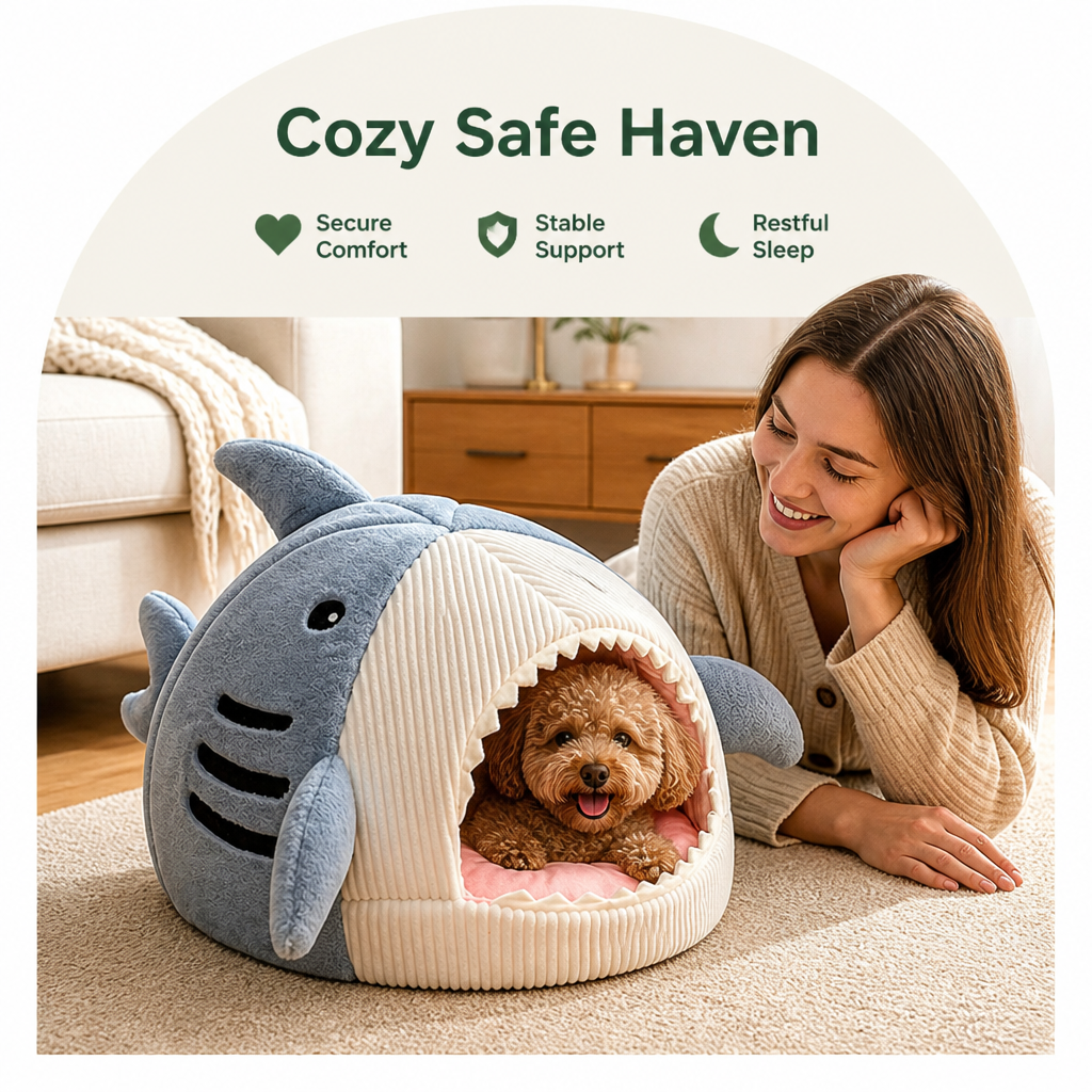 Petmarlow Resilient PP Cotton & Non-Slip Enclosed Cat Bed – view 7