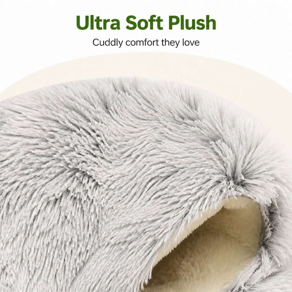 Petmarlow Self-Heating Plush Semi-Enclosed Round Pet Bed (2-in-1 For Cats & Puppies) – view 11