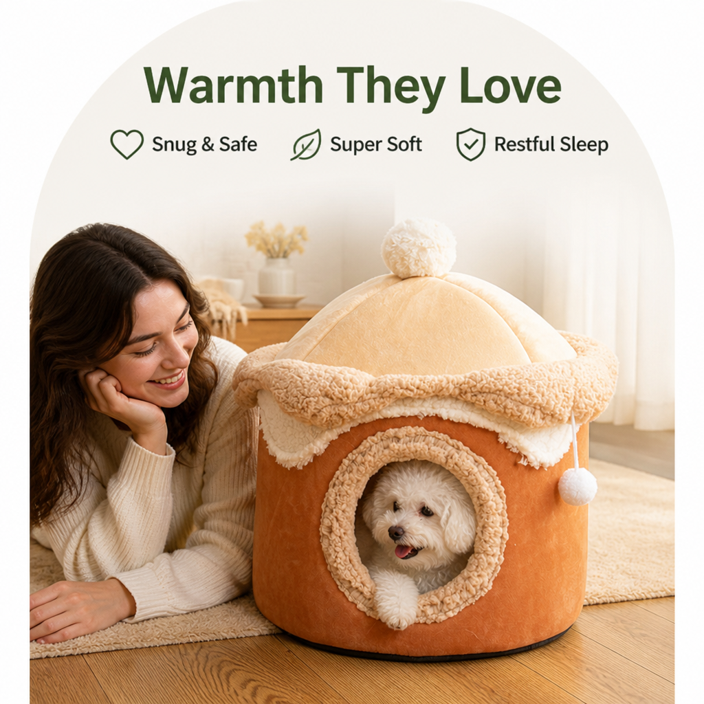 Petmarlow Self-Warming Coral Velvet Pet Tent Bed – view 7