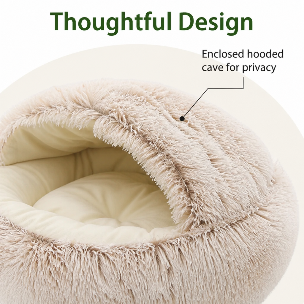 Petmarlow Self-Warming Plush & Convertible Round Nest Bed (40cm) – view 8