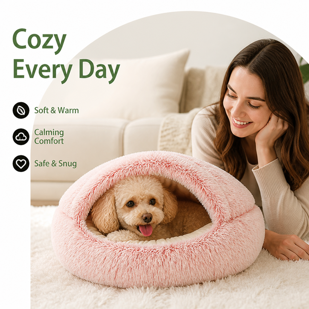 Petmarlow Self-Warming Plush & Convertible Round Nest Bed (40cm) – view 9