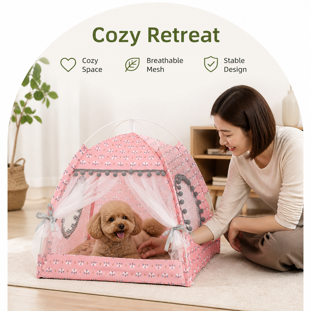 Petmarlow Semi-Enclosed Breathable Mesh & Non-Slip Pet Tent – view 7