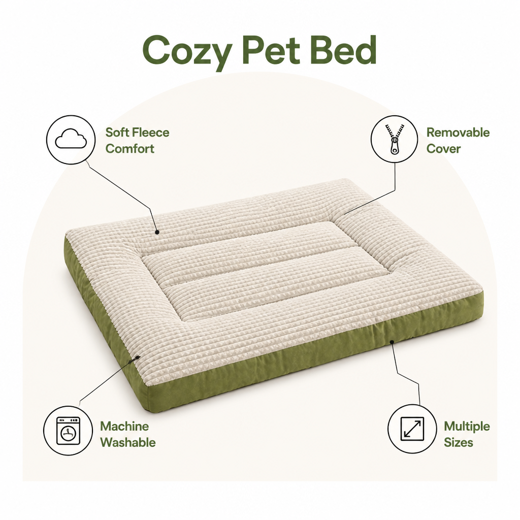 Petmarlow Soft Fleece & Washable Dog Bed (Removable Cover) – view 8