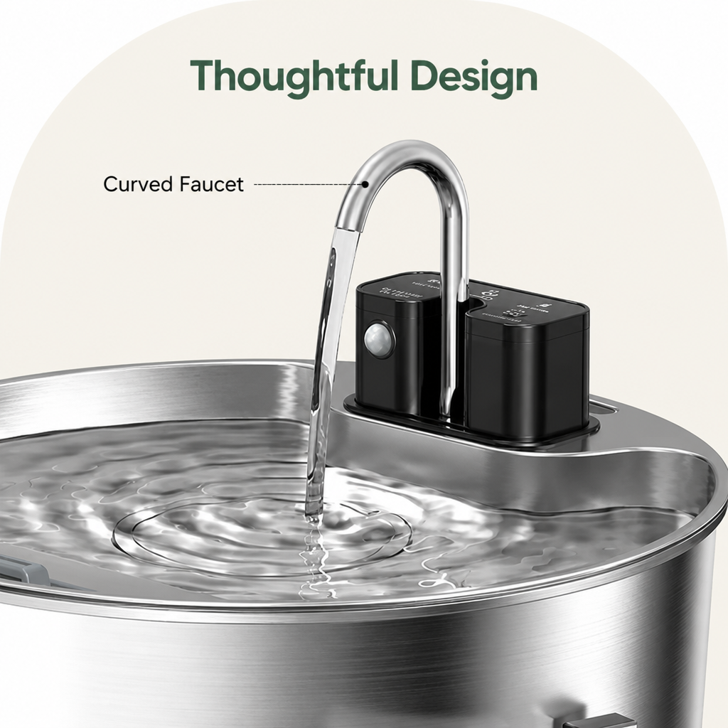 Petmarlow Stainless Steel Sensor-Activated & Wireless Rechargeable Pet Fountain – view 8