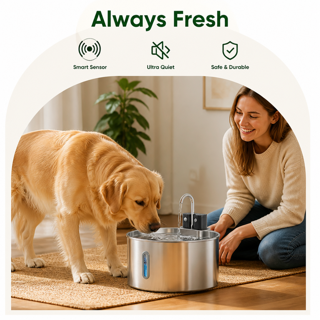 Petmarlow Stainless Steel Sensor-Activated & Wireless Rechargeable Pet Fountain – view 9