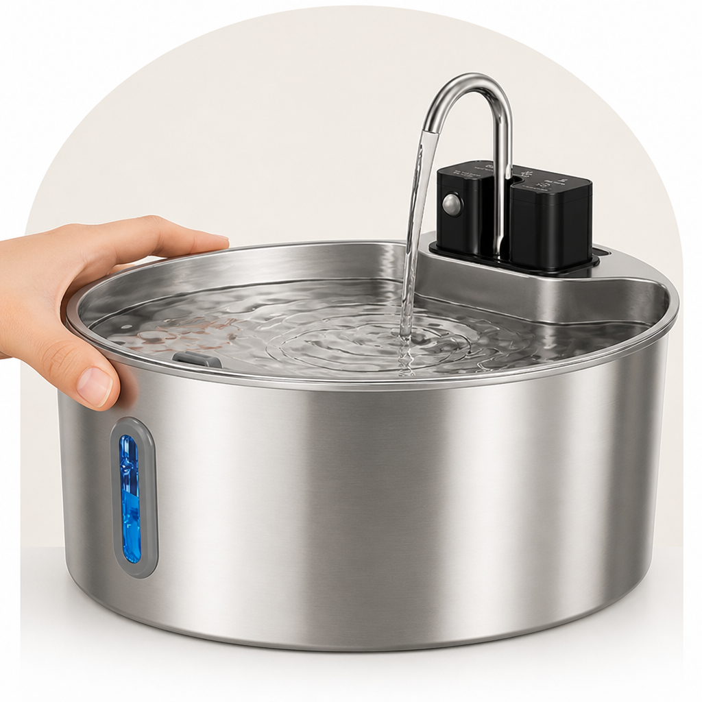 Petmarlow Stainless Steel Sensor-Activated & Wireless Rechargeable Pet Fountain – view 10