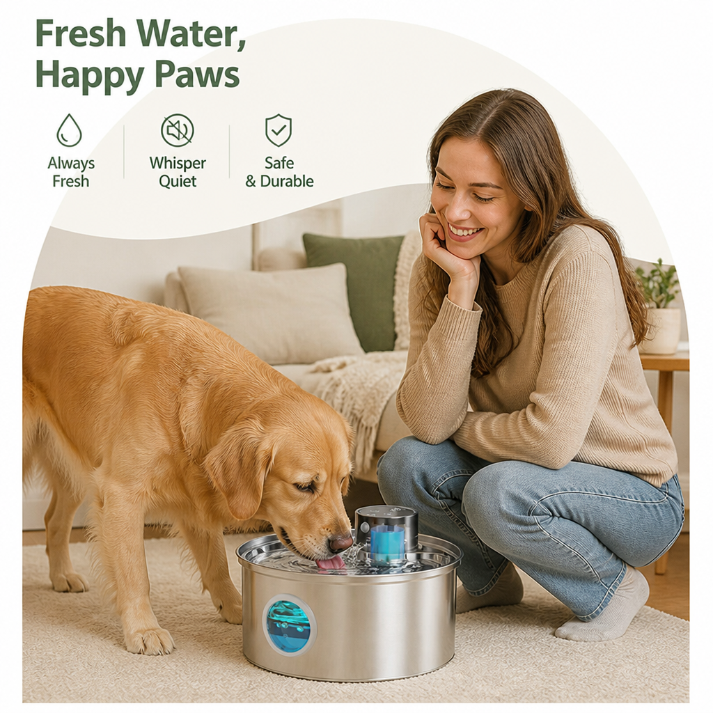 Petmarlow Stainless Steel USB Rechargeable Sensor Pet Fountain – view 7