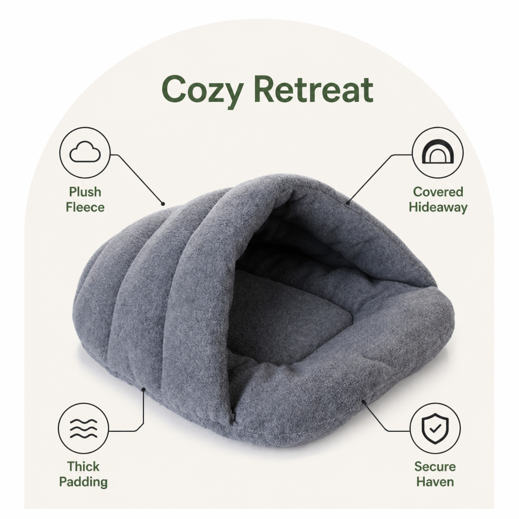 Petmarlow Thick Fleece & Calming Cave Bed – view 8